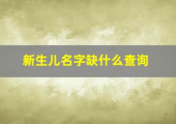 新生儿名字缺什么查询