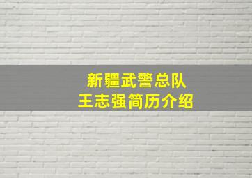 新疆武警总队王志强简历介绍