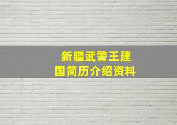 新疆武警王建国简历介绍资料