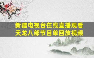 新疆电视台在线直播观看天龙八部节目单回放视频