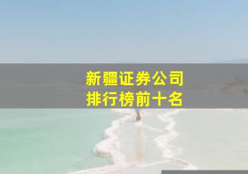 新疆证券公司排行榜前十名