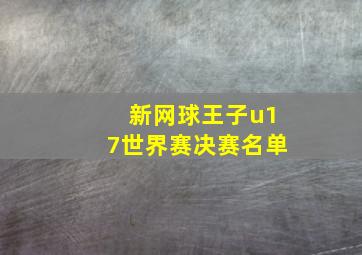 新网球王子u17世界赛决赛名单