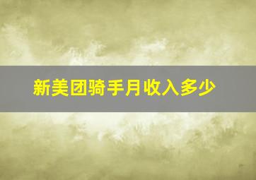 新美团骑手月收入多少