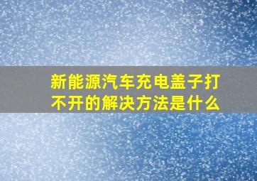 新能源汽车充电盖子打不开的解决方法是什么