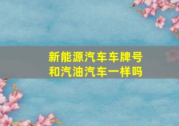 新能源汽车车牌号和汽油汽车一样吗