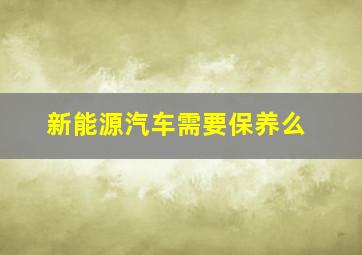 新能源汽车需要保养么