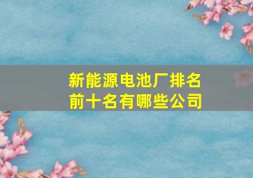 新能源电池厂排名前十名有哪些公司