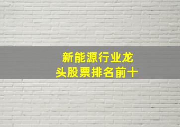 新能源行业龙头股票排名前十