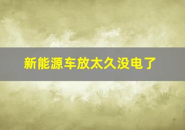 新能源车放太久没电了