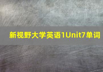 新视野大学英语1Unit7单词