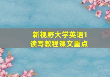 新视野大学英语1读写教程课文重点