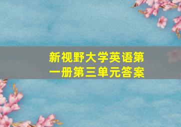 新视野大学英语第一册第三单元答案