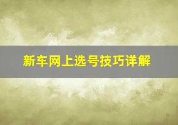 新车网上选号技巧详解