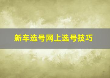 新车选号网上选号技巧