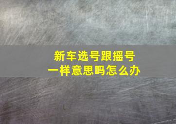 新车选号跟摇号一样意思吗怎么办