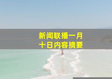 新闻联播一月十日内容摘要