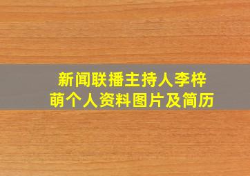 新闻联播主持人李梓萌个人资料图片及简历