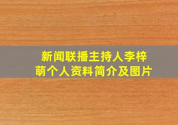 新闻联播主持人李梓萌个人资料简介及图片