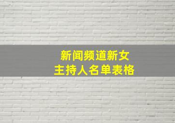 新闻频道新女主持人名单表格