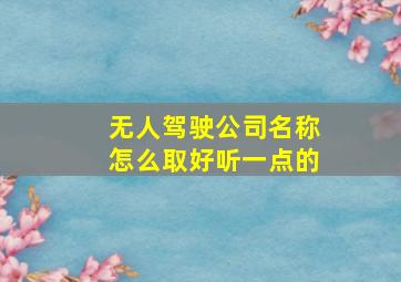 无人驾驶公司名称怎么取好听一点的