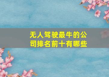 无人驾驶最牛的公司排名前十有哪些