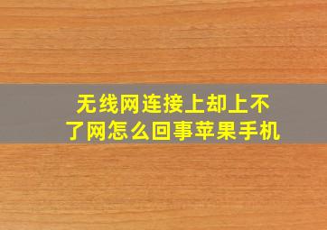 无线网连接上却上不了网怎么回事苹果手机