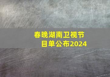 春晚湖南卫视节目单公布2024