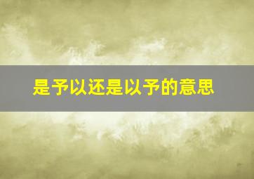 是予以还是以予的意思