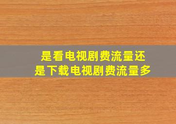 是看电视剧费流量还是下载电视剧费流量多