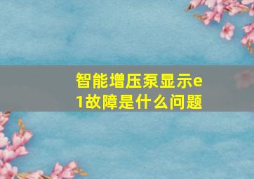 智能增压泵显示e1故障是什么问题