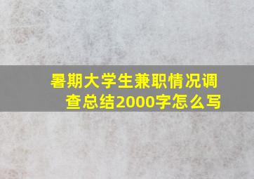 暑期大学生兼职情况调查总结2000字怎么写