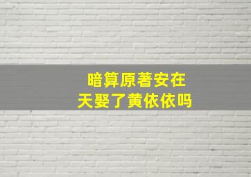 暗算原著安在天娶了黄依依吗