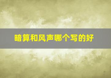 暗算和风声哪个写的好