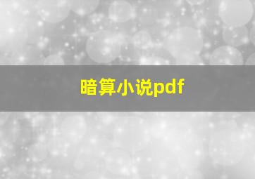 暗算小说pdf