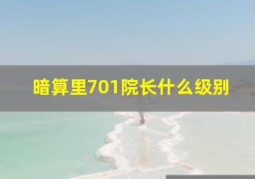 暗算里701院长什么级别