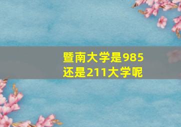 暨南大学是985还是211大学呢