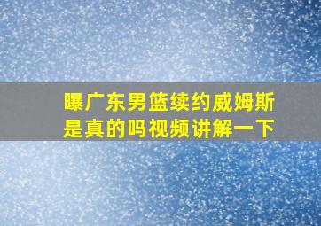 曝广东男篮续约威姆斯是真的吗视频讲解一下