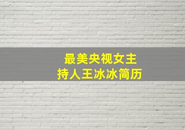 最美央视女主持人王冰冰简历