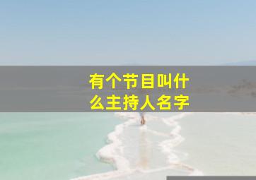 有个节目叫什么主持人名字