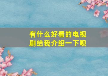 有什么好看的电视剧给我介绍一下呗