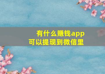 有什么赚钱app可以提现到微信里