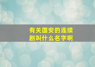 有关国安的连续剧叫什么名字啊