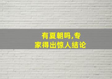 有夏朝吗,专家得出惊人结论