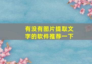 有没有图片提取文字的软件推荐一下