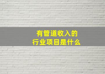 有管道收入的行业项目是什么