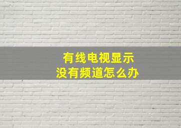 有线电视显示没有频道怎么办