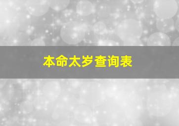 本命太岁查询表