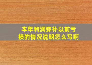 本年利润弥补以前亏损的情况说明怎么写啊