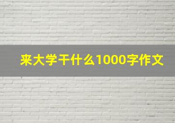 来大学干什么1000字作文