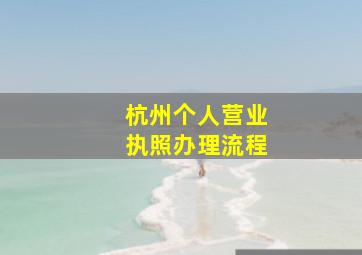 杭州个人营业执照办理流程